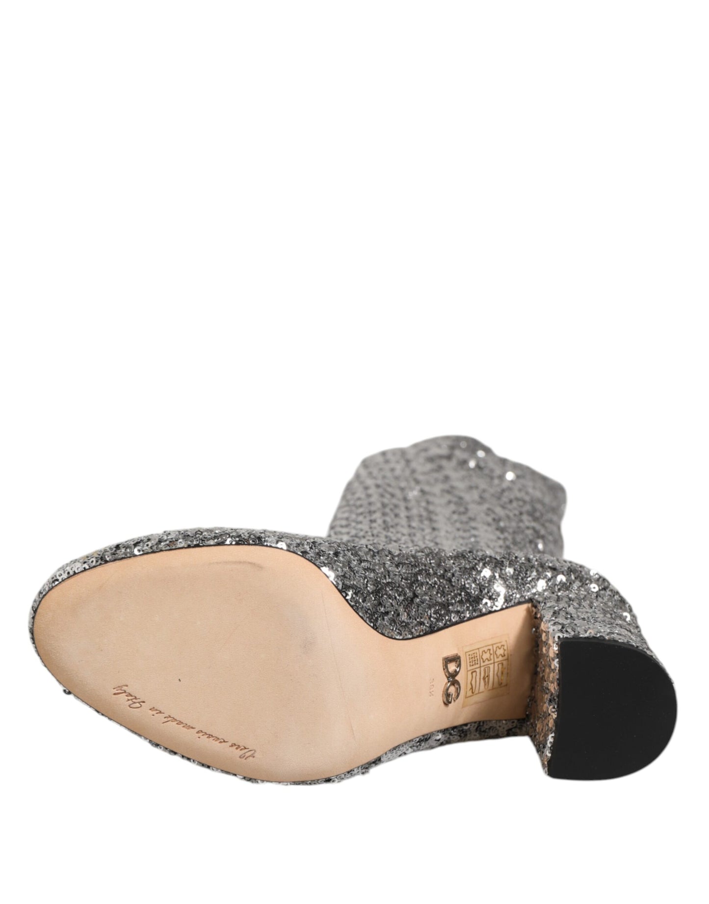 Zapatos Dolce & Gabbana de tacón alto con purpurina y lentejuelas plateadas