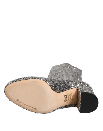 Zapatos Dolce & Gabbana de tacón alto con purpurina y lentejuelas plateadas