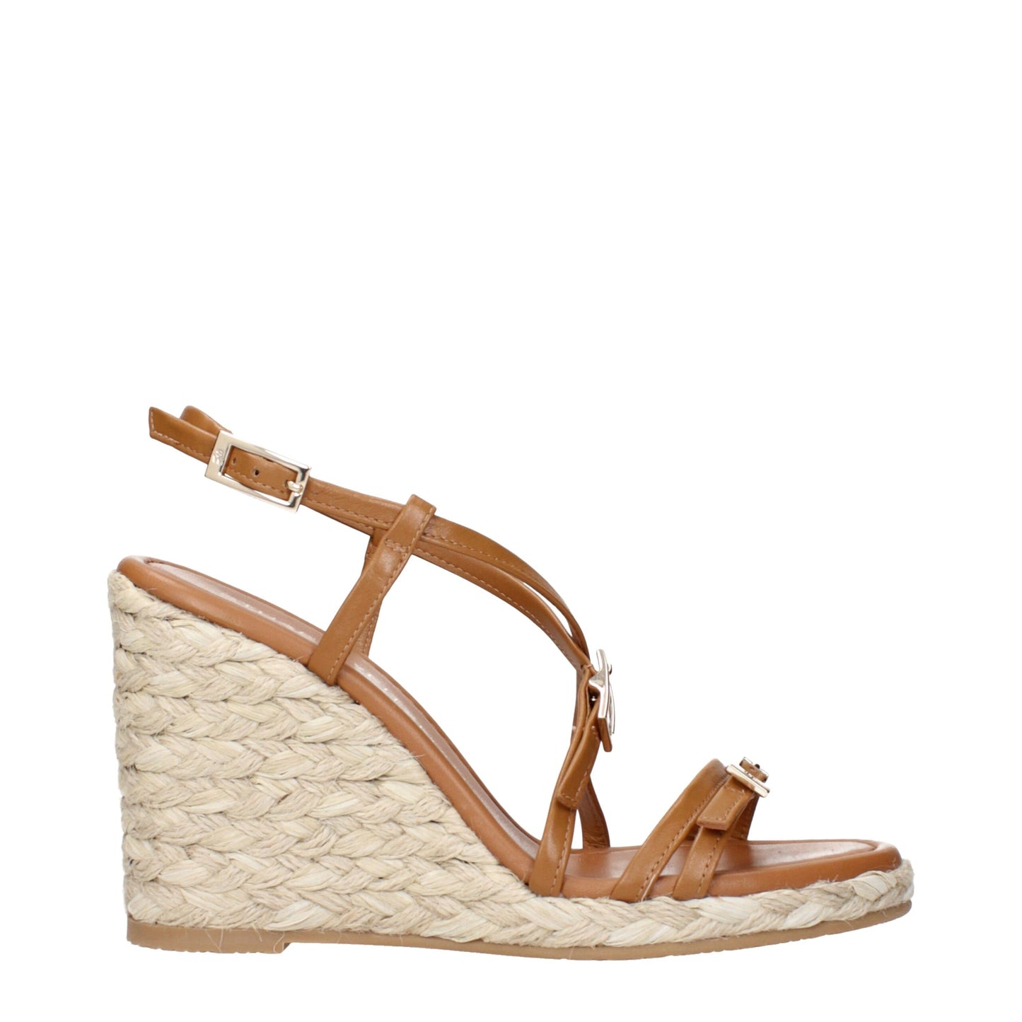 Sandalias de cuña de cuero marrón Stuart Weitzman