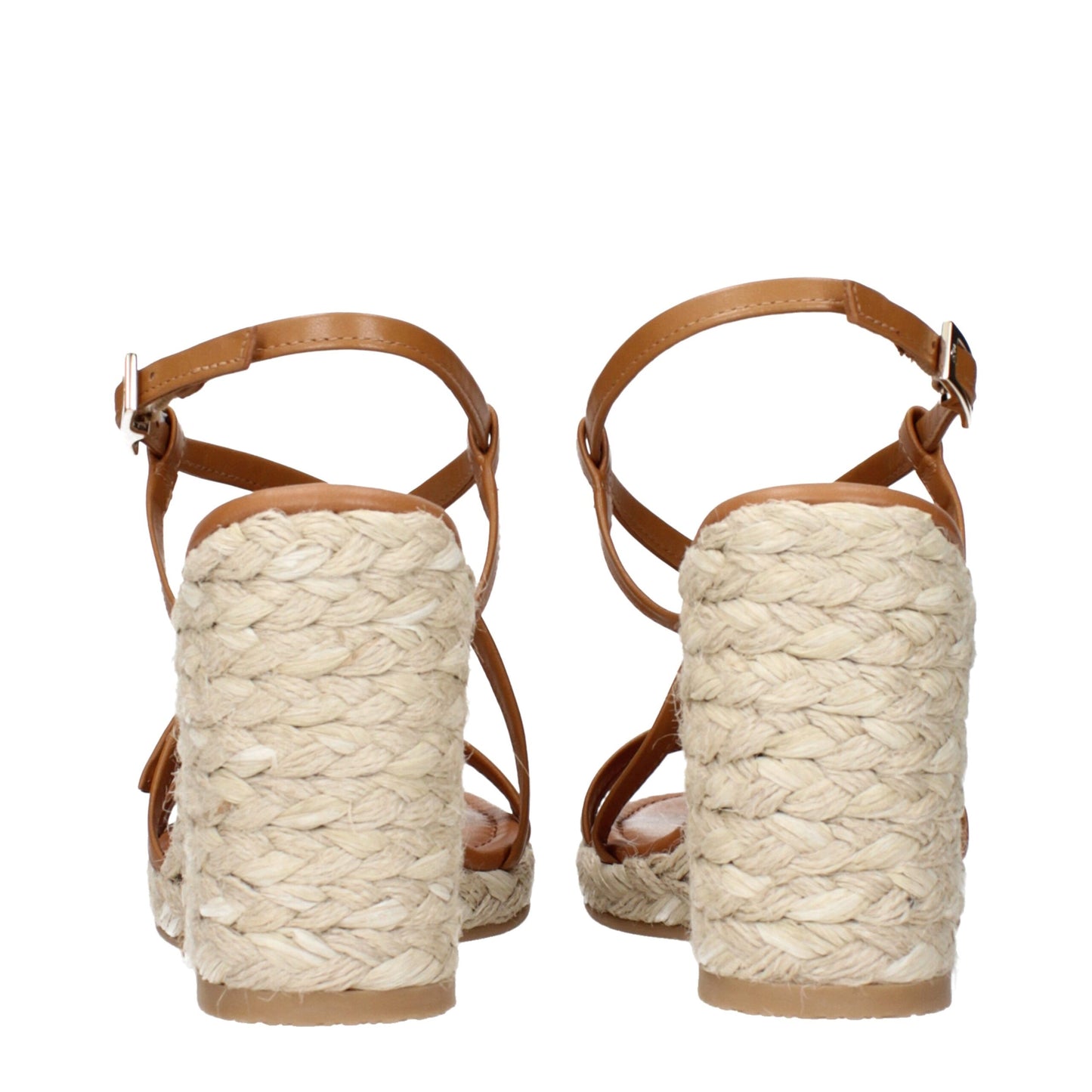 Sandalias de cuña de cuero marrón Stuart Weitzman