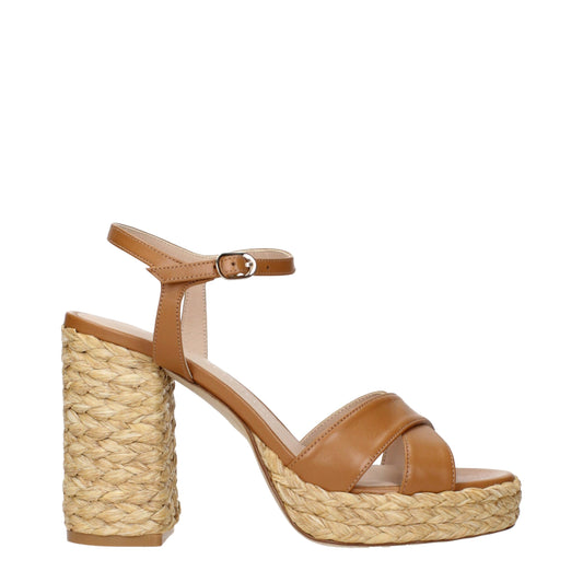 Sandalias de plataforma de piel marrón Stuart Weitzman
