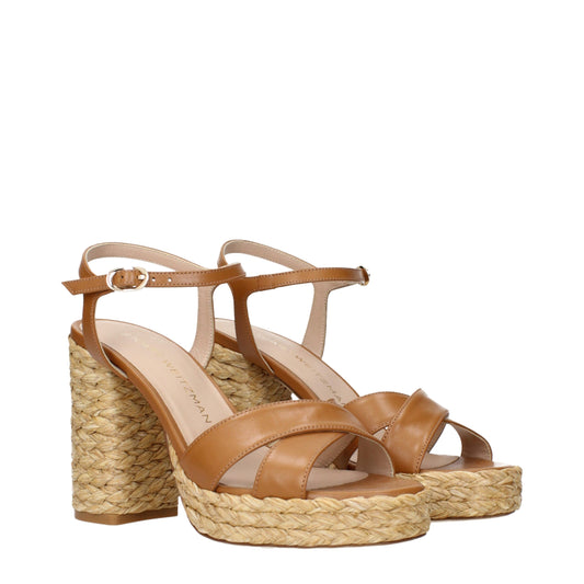 Sandalias de plataforma de piel marrón Stuart Weitzman