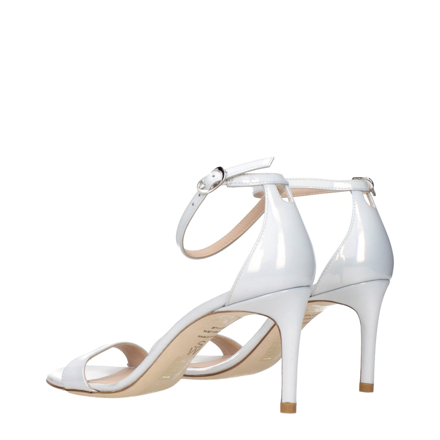 Sandalias Stuart Weitzman de tacón de aguja de cuero blanco