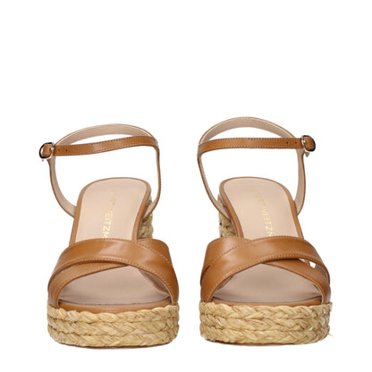 Sandalias de plataforma de piel marrón Stuart Weitzman