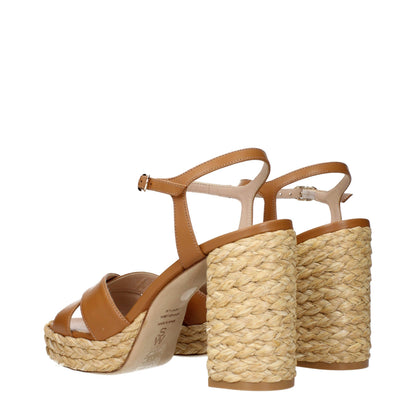 Sandalias de plataforma de piel marrón Stuart Weitzman