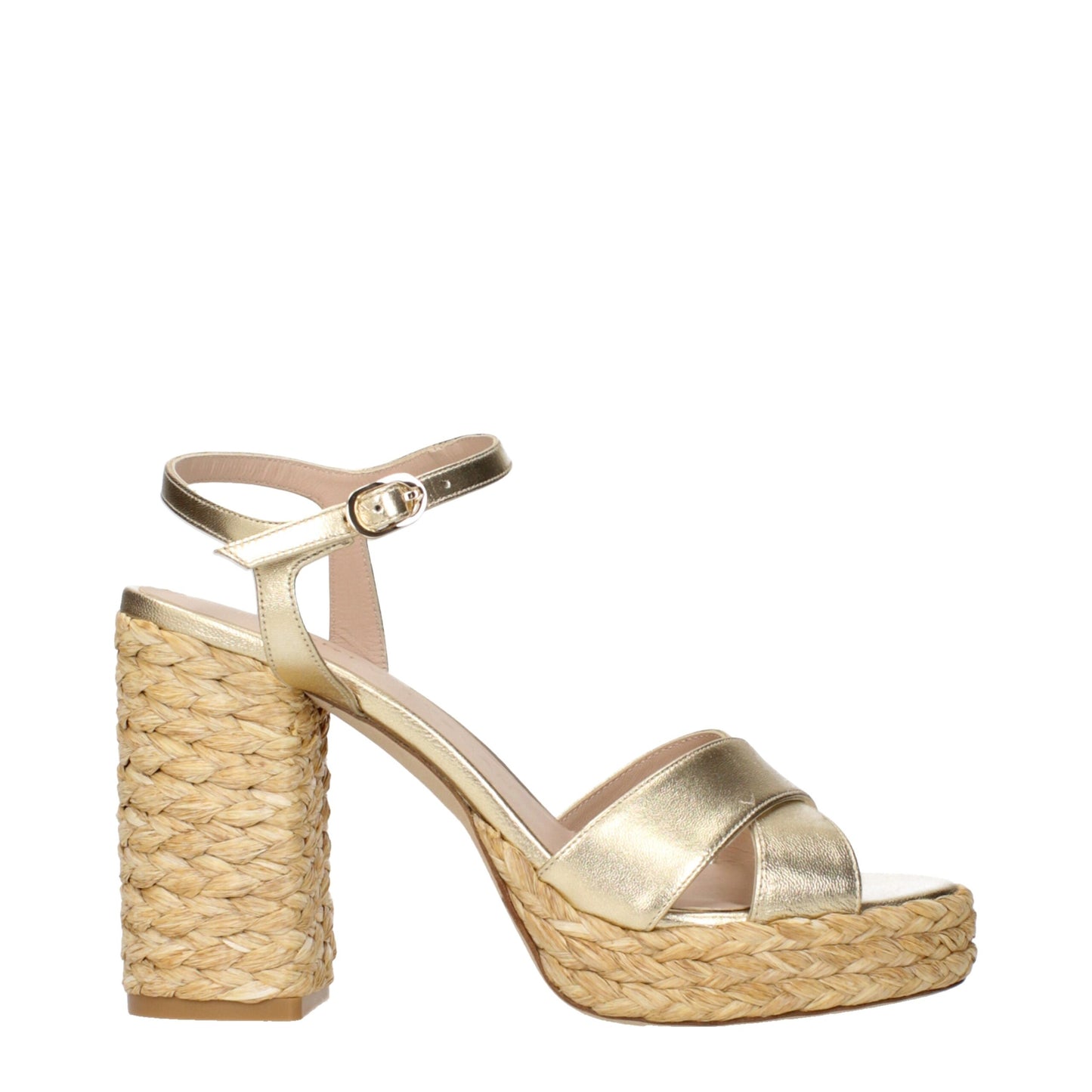 Sandalias de plataforma Stuart Weitzman de cuero dorado