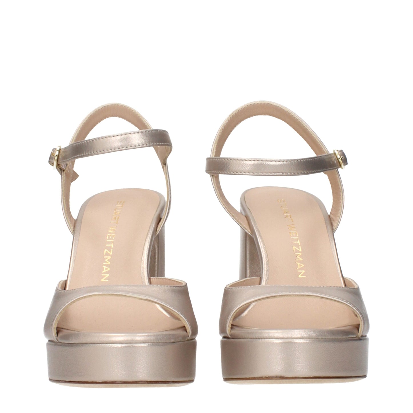 Sandalias de plataforma Stuart Weitzman de cuero beige