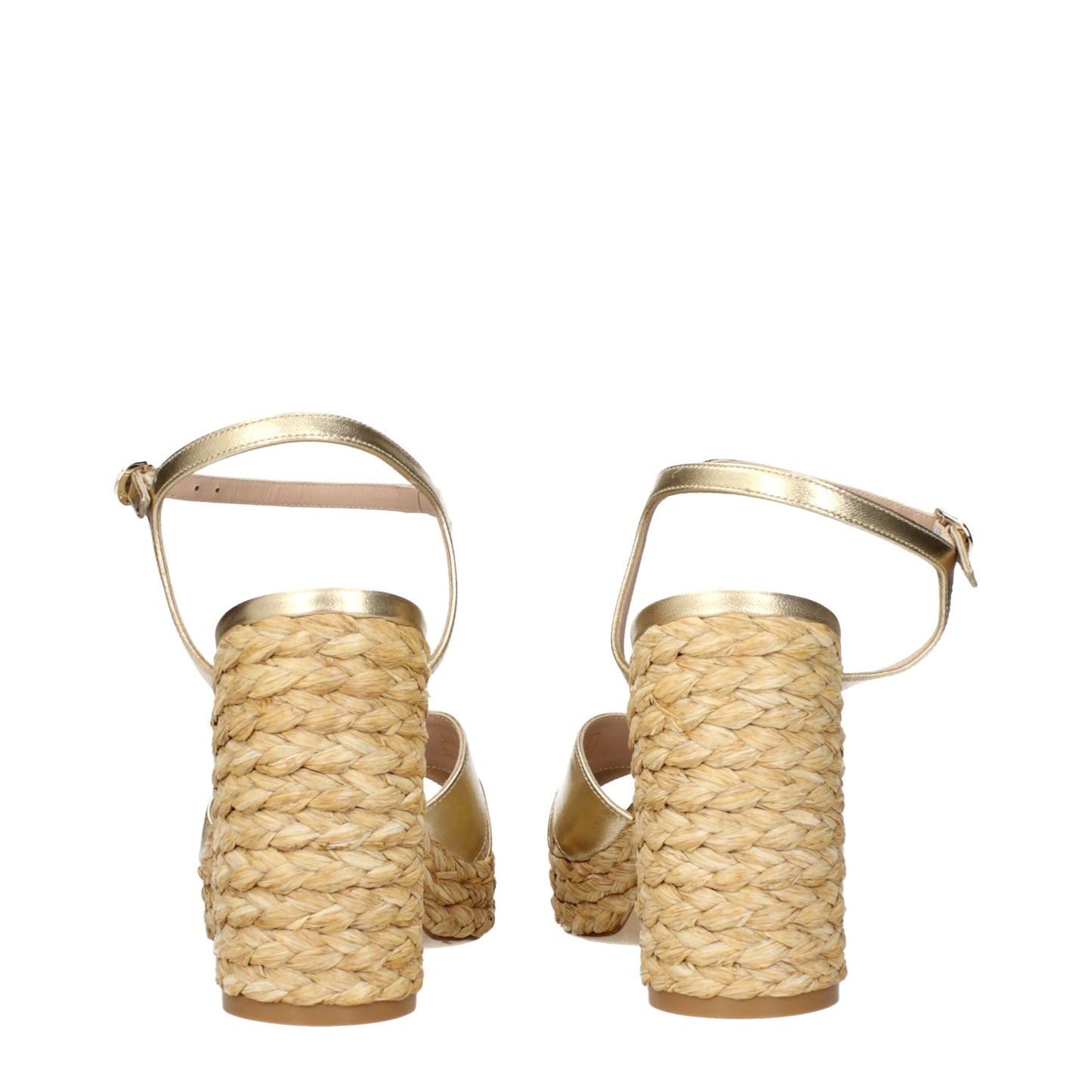 Sandalias de plataforma Stuart Weitzman de cuero dorado