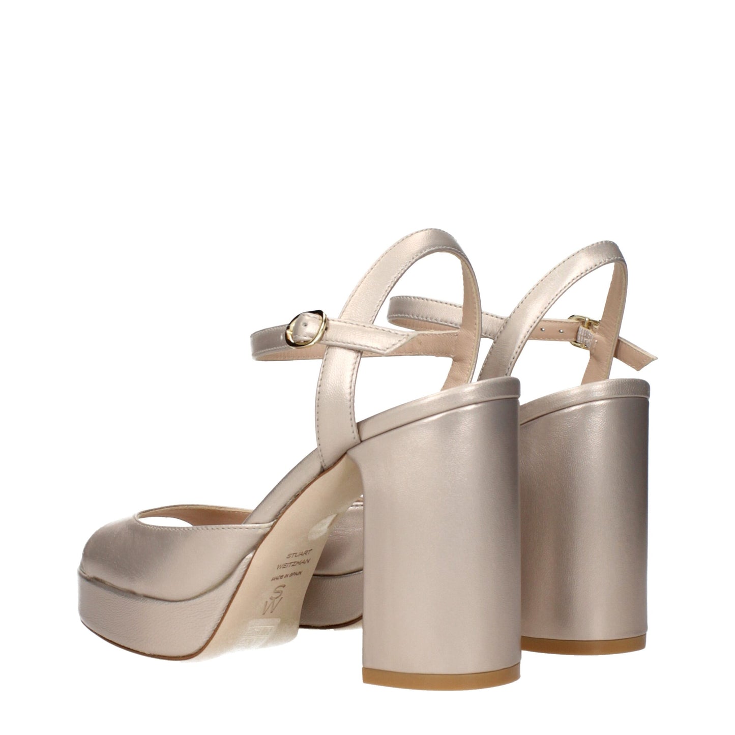 Sandalias de plataforma Stuart Weitzman de cuero beige