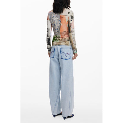 Camiseta de viscosa beige Desigual para mujer