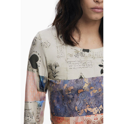 Camiseta de viscosa beige Desigual para mujer
