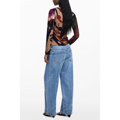 Camiseta de viscosa marrón Desigual para mujer