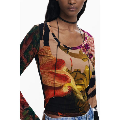 Camiseta de viscosa marrón Desigual para mujer