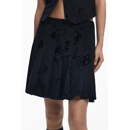 Falda Desigual negra de poliéster para mujer