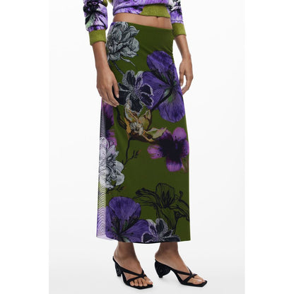 Desigual Falda Verde de Poliéster para Mujer con Cintura Elástica