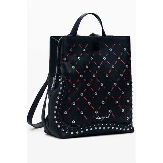 Mini mochila de poliuretano negra Desigual para mujer