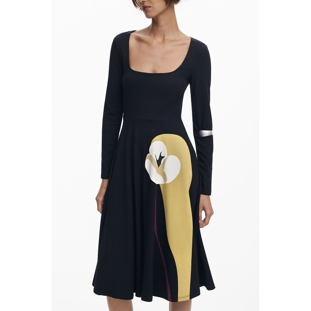 Vestido Desigual de Algodón Negro para Mujer