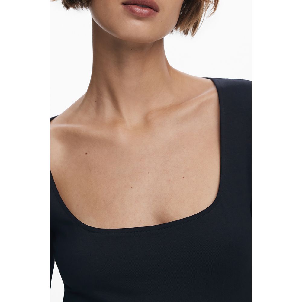 Vestido Desigual de Algodón Negro para Mujer