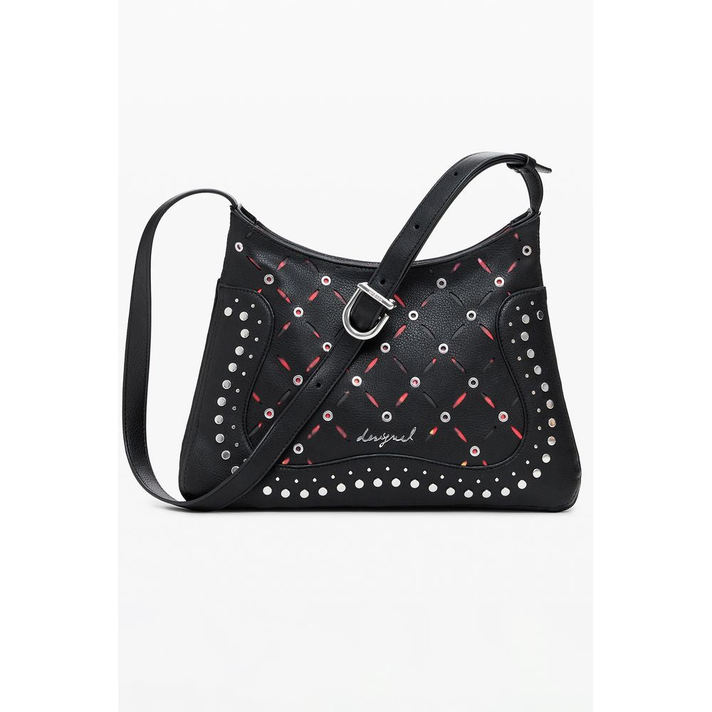 Desigual Bolso de Hombro de Poliuretano Negro para Mujer