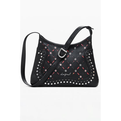 Desigual Bolso de Hombro de Poliuretano Negro para Mujer