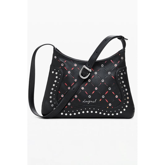 Desigual Bolso de Hombro de Poliuretano Negro para Mujer