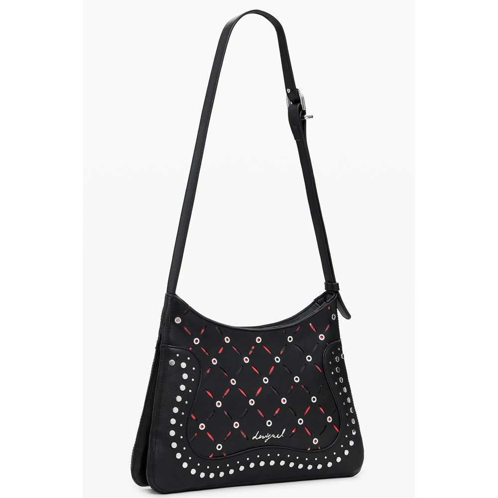 Desigual Bolso de Hombro de Poliuretano Negro para Mujer