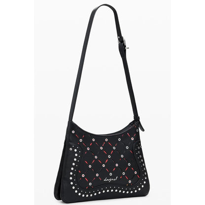 Desigual Bolso de Hombro de Poliuretano Negro para Mujer