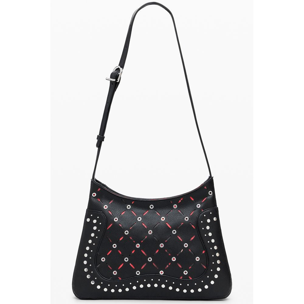 Desigual Bolso de Hombro de Poliuretano Negro para Mujer