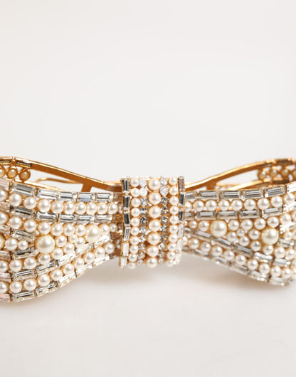 Broche adornado con perlas de imitación, cristal y latón dorado de Dolce & Gabbana