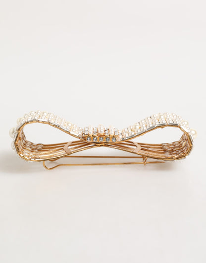 Broche adornado con perlas de imitación, cristal y latón dorado de Dolce & Gabbana