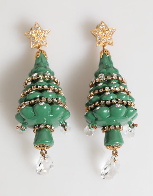 Pendientes de Dolce & Gabbana de latón dorado multicolor con diseño de árbol de Navidad