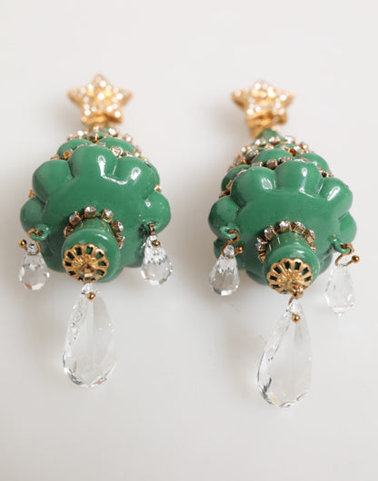 Pendientes de Dolce & Gabbana de latón dorado multicolor con diseño de árbol de Navidad