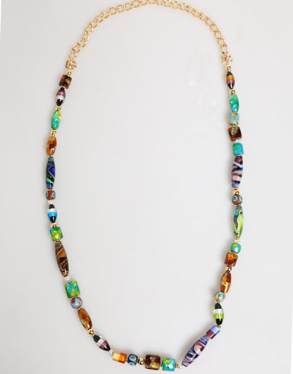 Dolce & Gabbana Collar de mujer de latón con cuentas de cristal de Murano multicolor
