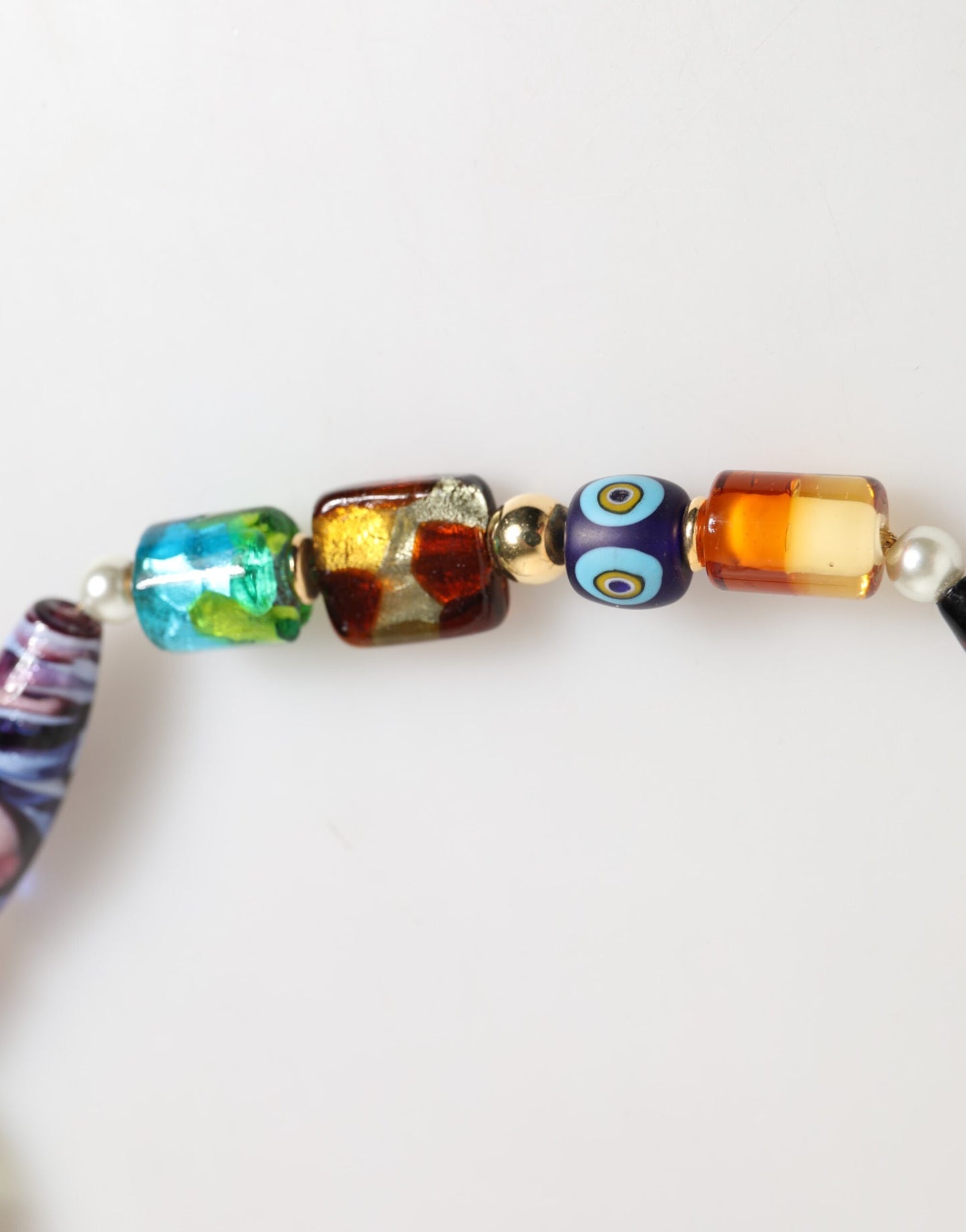 Dolce & Gabbana Collar de mujer de latón con cuentas de cristal de Murano multicolor
