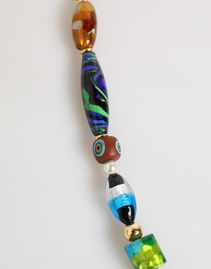 Dolce & Gabbana Collar de mujer de latón con cuentas de cristal de Murano multicolor