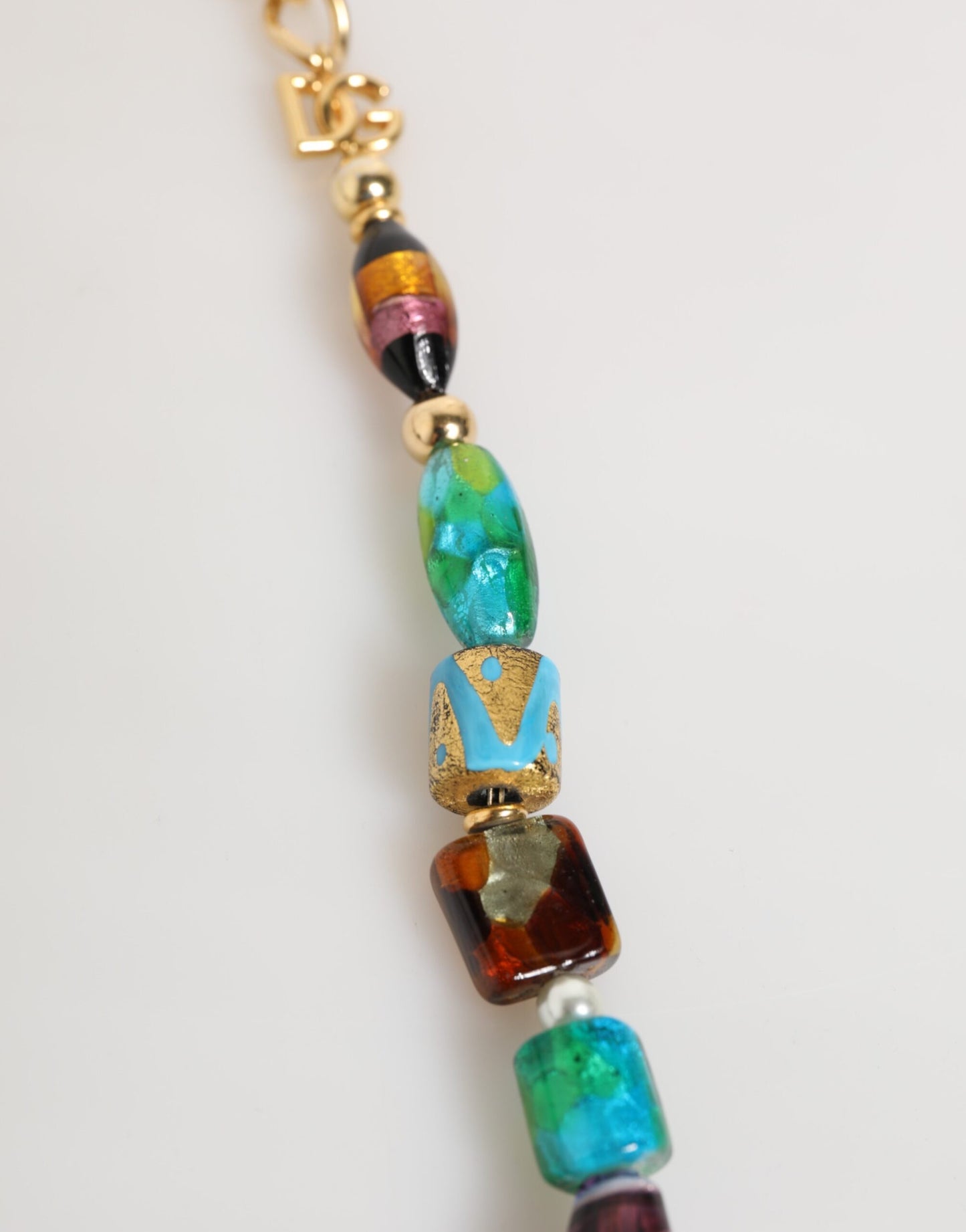 Dolce & Gabbana Collar de mujer de latón con cuentas de cristal de Murano multicolor