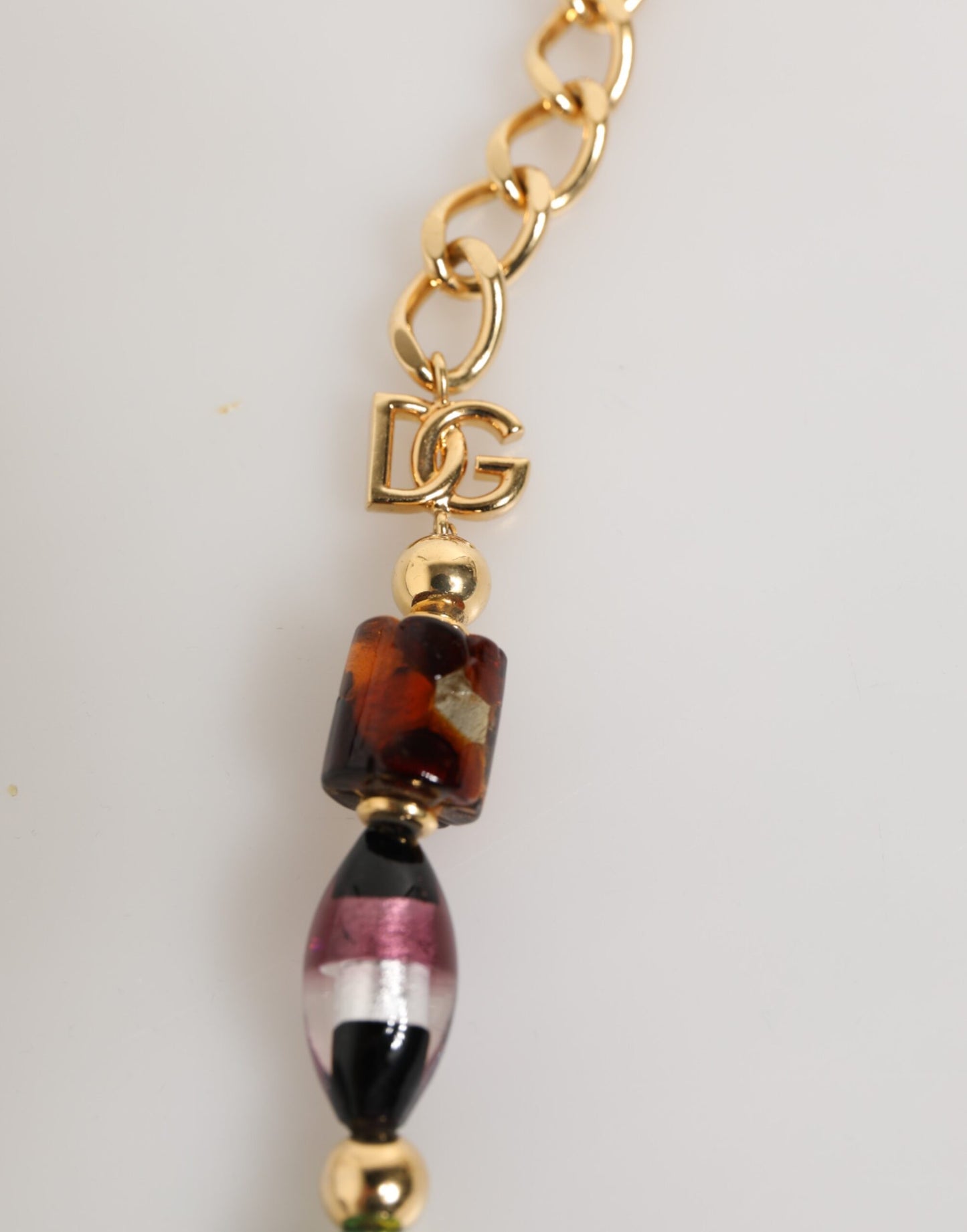 Dolce & Gabbana Collar de mujer de latón con cuentas de cristal de Murano multicolor