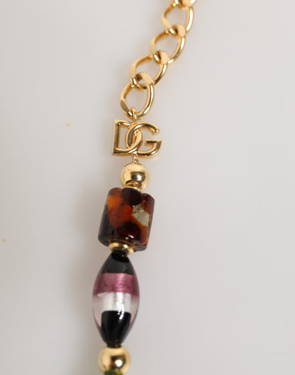 Dolce & Gabbana Collar de mujer de latón con cuentas de cristal de Murano multicolor