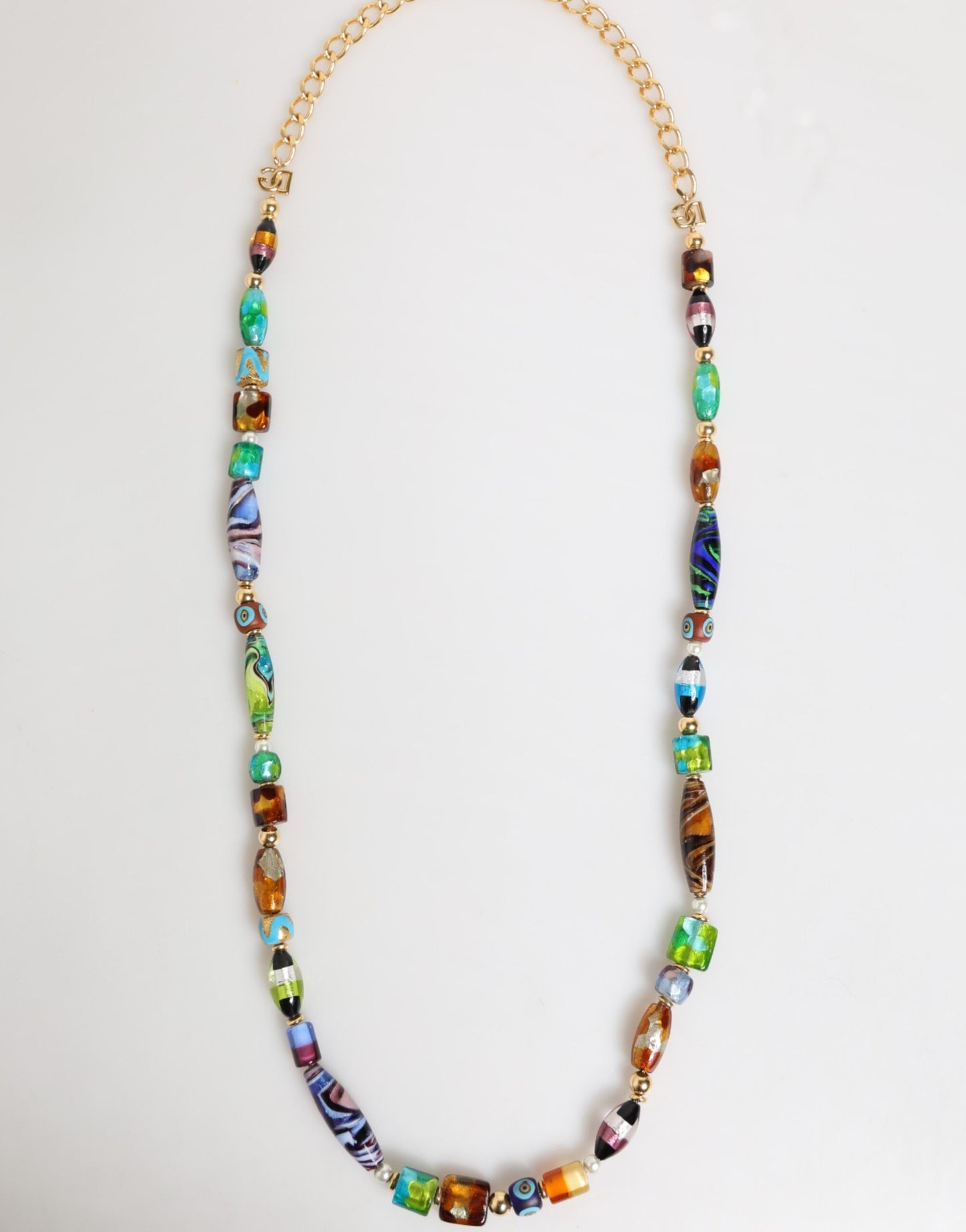 Dolce & Gabbana Collar de mujer de latón con cuentas de cristal de Murano multicolor