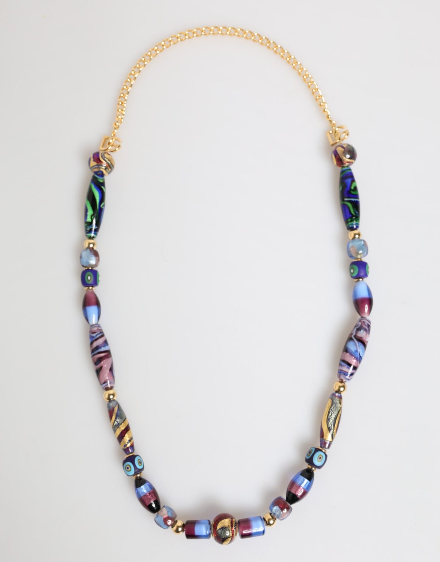 Collar joya Dolce & Gabbana de cristal de Murano multicolor y latón dorado con cadena