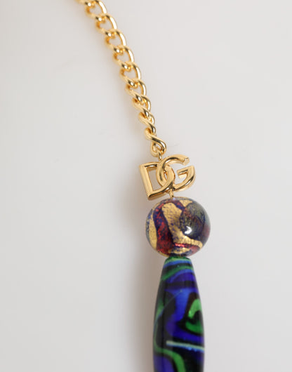 Collar joya Dolce & Gabbana de cristal de Murano multicolor y latón dorado con cadena
