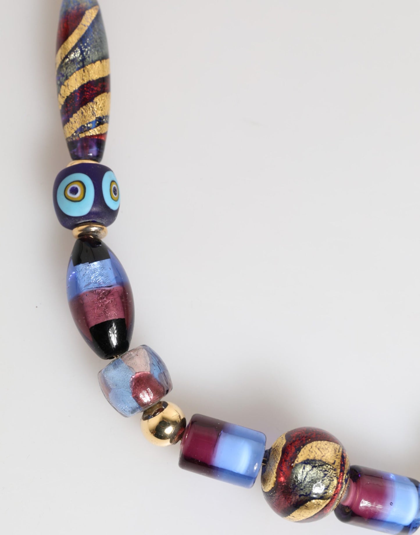 Collar joya Dolce & Gabbana de cristal de Murano multicolor y latón dorado con cadena