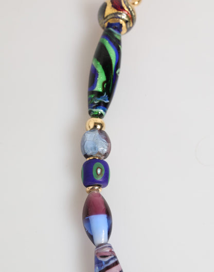 Collar joya Dolce & Gabbana de cristal de Murano multicolor y latón dorado con cadena