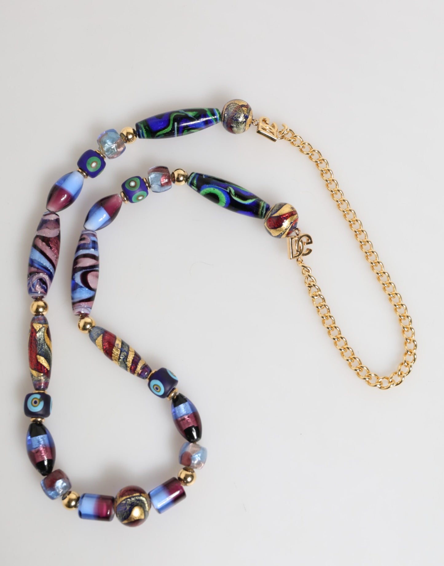 Collar joya Dolce & Gabbana de cristal de Murano multicolor y latón dorado con cadena