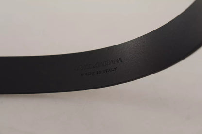 Cinturón Dolce & Gabbana de piel de becerro con hebilla de metal negro tono plateado