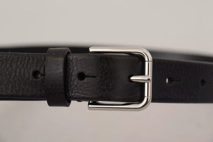 Cinturón Dolce & Gabbana de piel de becerro con hebilla de metal negro tono plateado