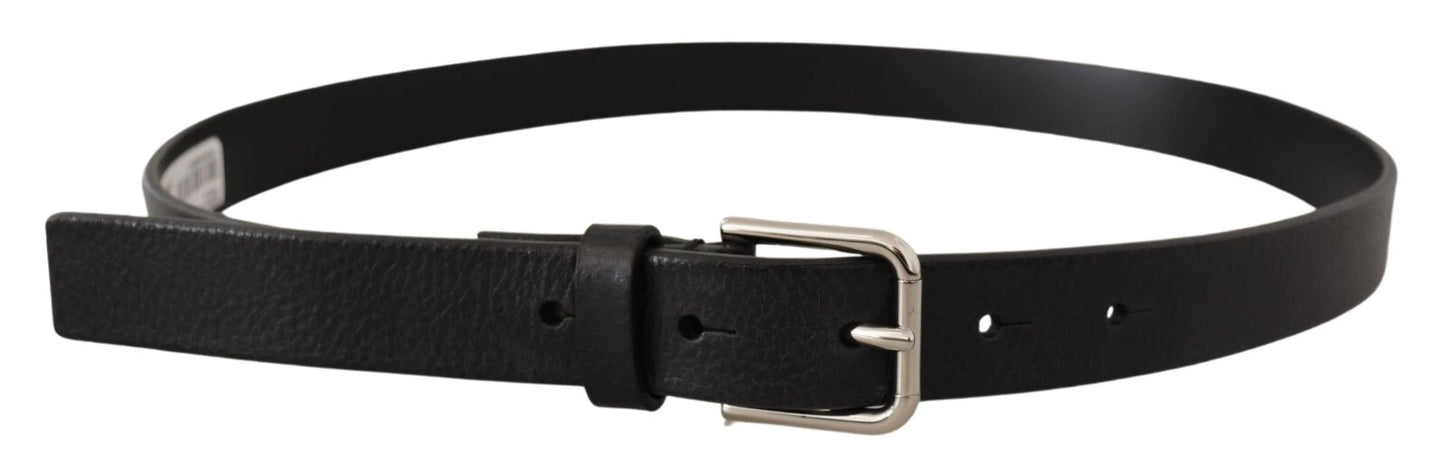 Cinturón Dolce & Gabbana de piel de becerro con hebilla de metal negro tono plateado