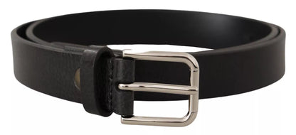 Cinturón Dolce & Gabbana de piel de becerro con hebilla de metal negro tono plateado