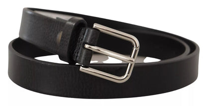 Cinturón Dolce & Gabbana de piel de becerro con hebilla de metal negro tono plateado