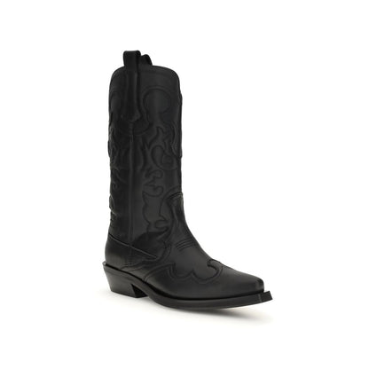 Botines Ganni negros de piel reciclada con cordones